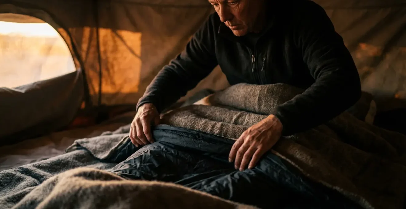 Campement nocturne dans le désert avec système de couchage hybride
