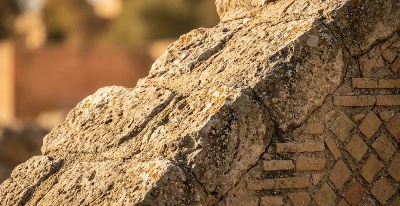 Détail architectural montrant la différence entre maçonnerie punique et romaine