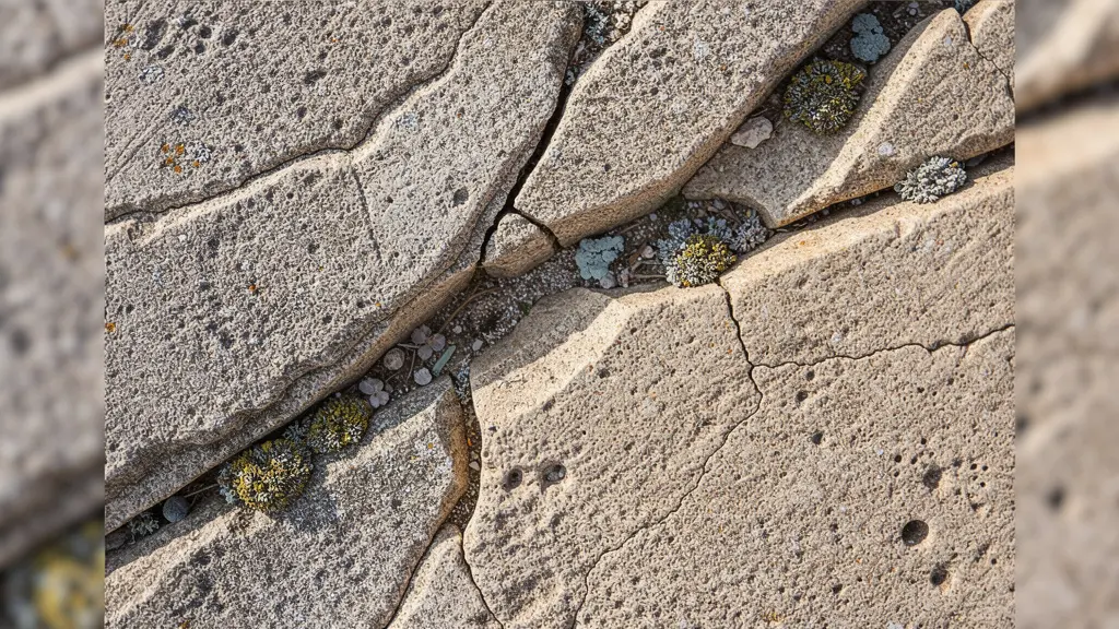 Détail macro d'une pierre antique montrant l'érosion et les micro-fissures