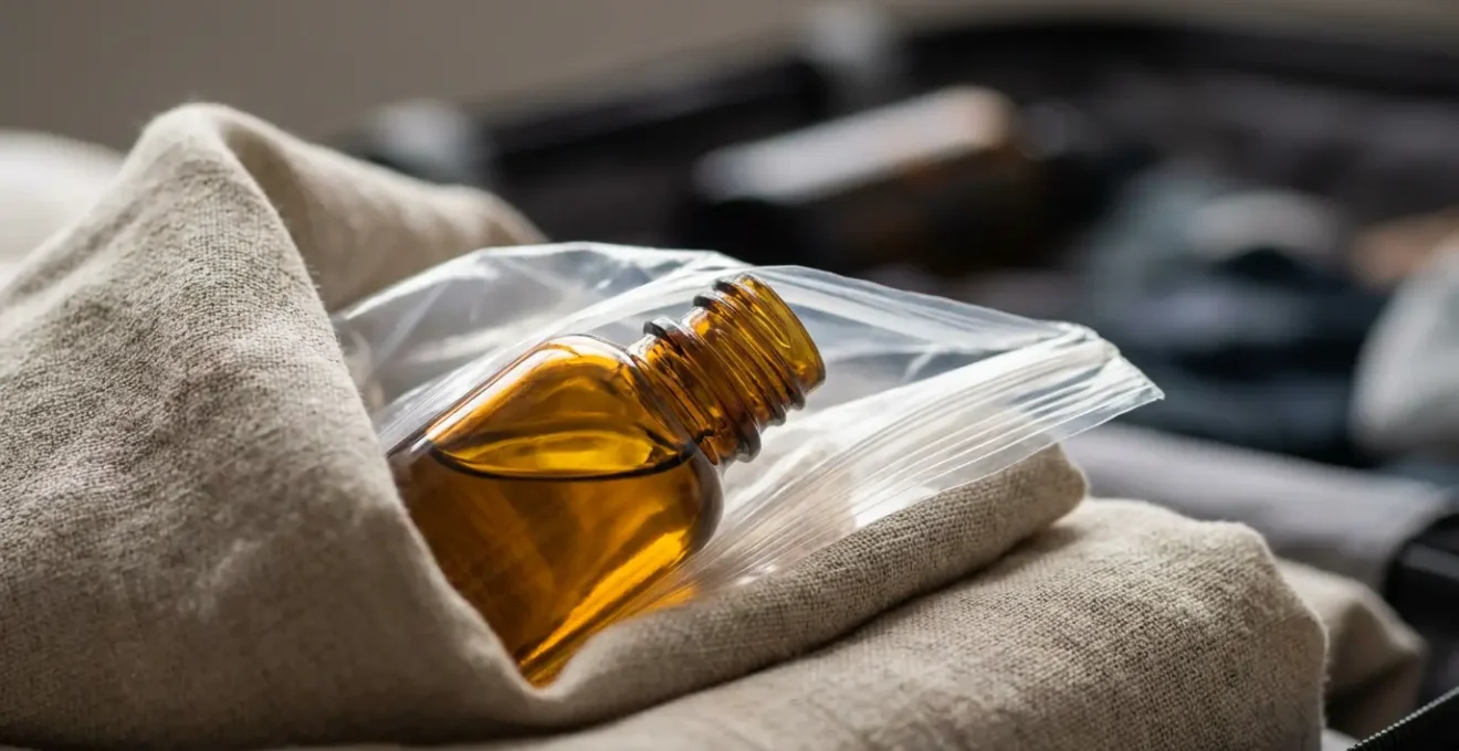 Technique de double emballage sécurisé pour transporter l'huile d'argan en valise