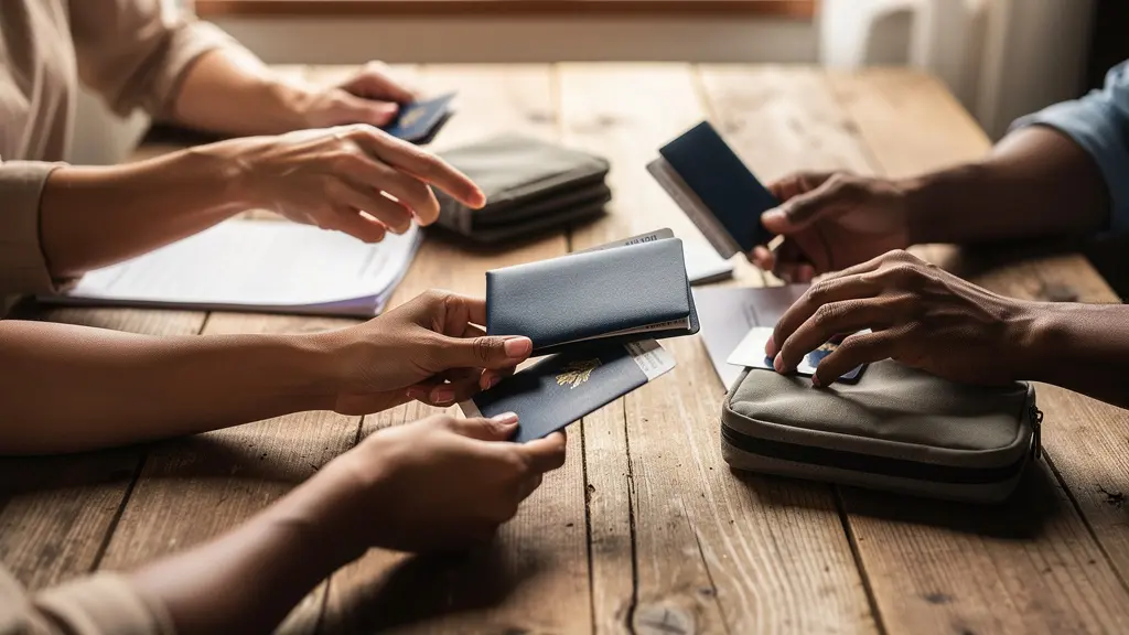 Documents de voyage étalés sur une table en préparation