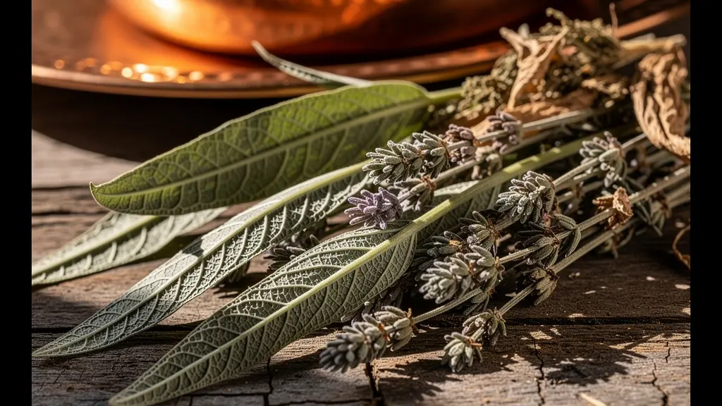 Bouquets de plantes séchées pour thé marocain : absinthe, verveine et thym
