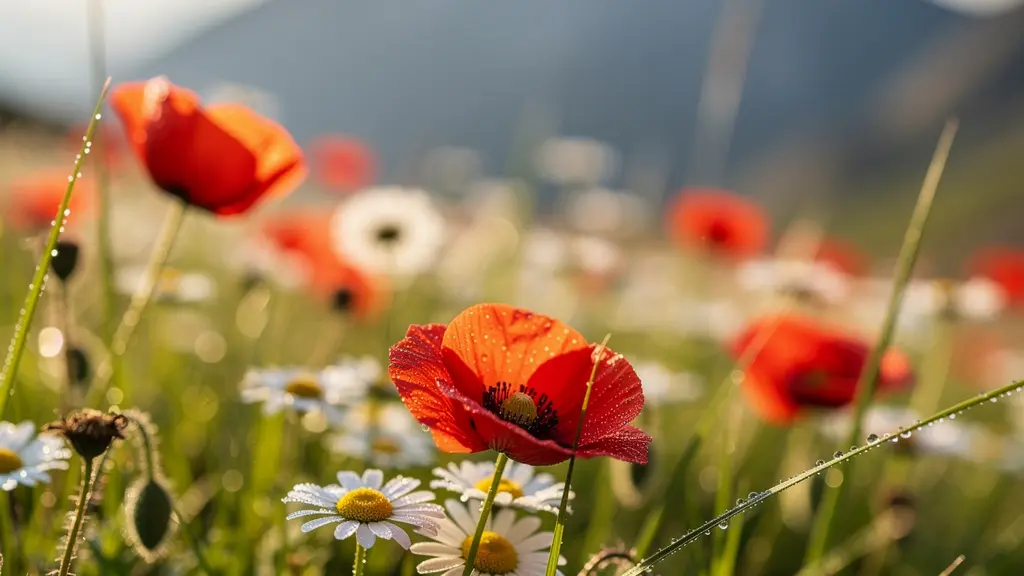 Paysage printanier verdoyant dans les montagnes marocaines avec floraisons