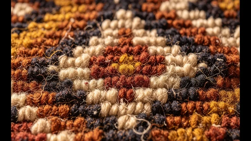 Tapis berbères empilés sur un marché traditionnel